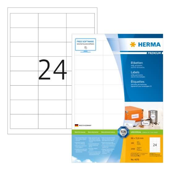 Herma 4670 Superprint 66X33.8 (2400s) White