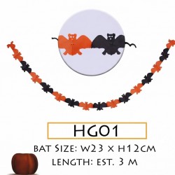 Halloween Bat Garland Banner with Orange & Black Bat Design – HG01