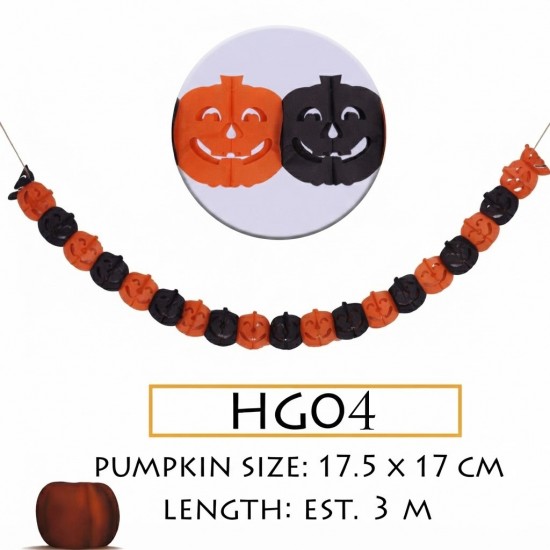 Halloween Pumpkin Garland Banner – Orange & Black Jack‑O’‑Lantern Chain (HG04) Halloween Pumpkin Garland Banner – Orange & Black Jack‑O’‑Lantern Chain (HG04)