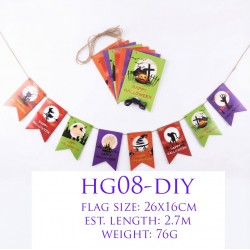 Halloween Flag Bunting Banner – Colorful Spooky Pennant Chain (HG08‑DIY)