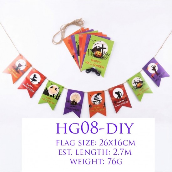 Halloween Flag Bunting Banner – Colorful Spooky Pennant Chain (HG08‑DIY) Halloween Flag Bunting Banner – Colorful Spooky Pennant Chain (HG08‑DIY)