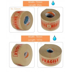 Reinforced Kraft Paper Gummed Tape 72/76mm [Warning/ Fragile]