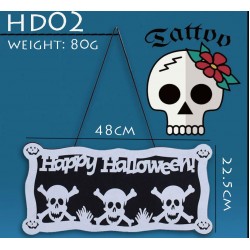Halloween Skull Hanging Sign with Happy Halloween Design – HD02