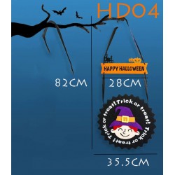 Halloween Witch Round Hanging Sign with Trick or Treat Design – HD04