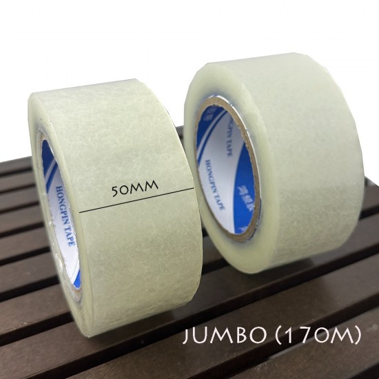 JUMBO Clear OPP Tape 50mm x 170m – Heavy Duty Carton Sealing Tape for Dispenser Use (Singapore)