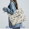 Reusable Eco-Friendly Tote/ Shopping Printed Canvas Bag with Zipper & Inner Pocket