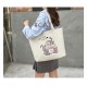 Eco-Friendly Reusable Cotton Tote Bag with Zip & Inner Lining - Cats