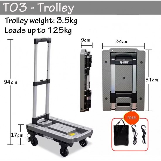 Handy Portable FOLDABLE PLATFORM TROLLEY (UP TO 150KG)