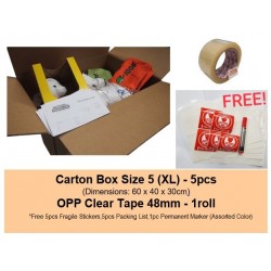 [Bundle] Moving Carton Box Size 5 + OPP Clear Tape 48mm + Free Gifts