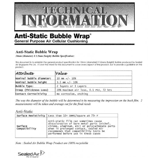 Anti-Static Bubble Wrap ® Roll 300ft(L) x 20inch(H) Pink