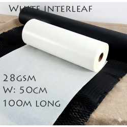 Eco‑Friendly Recyclable White Thin Interleaf Paper Roll 28 gsm (50 cm × 100 m)