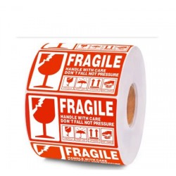 Fragile Handle with Care Stickers (500pcs Roll) – Shipping Warning Labels for Packaging