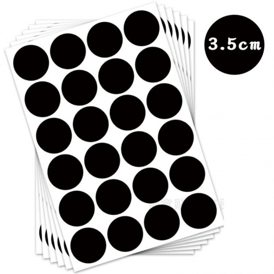 Black Round Stickers Dia. 35mm - Writable