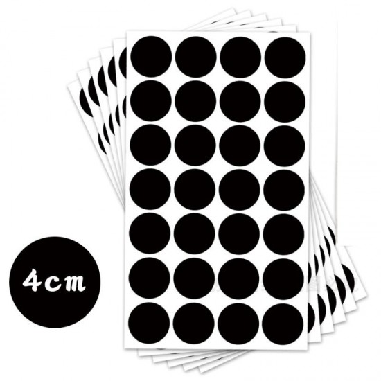 Black Round Stickers Dia. 40mm - Writable