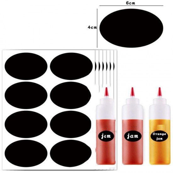 Black Oval Stickers 6x4cm - Writable