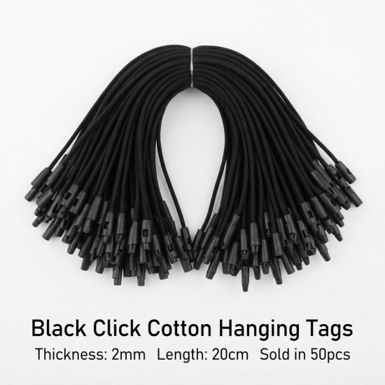 Click Tag Rope Labels for Clothes or Gift Tags - Black Click Tag Rope Labels for Clothes or Gift Tags - Black