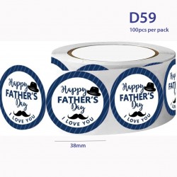 Medium Size Happy Father's Day Round Stickers Dia. 38mm D59