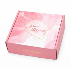 Elegant Pink Watercolor Mailer Small Gift Box with Gold Foil | D18 Series Premium Gift Packaging