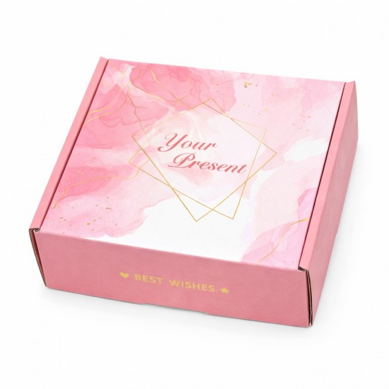 Elegant Pink Watercolor Mailer Small Gift Box with Gold Foil | D18 Series Premium Gift Packaging Elegant Pink Watercolor Mailer Small Gift Box with Gold Foil | D18 Series Premium Gift Packaging