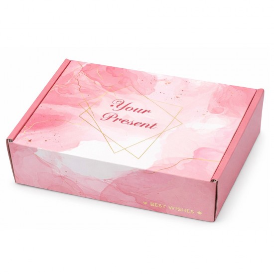 Elegant Pink Watercolor Mailer Small Gift Box with Gold Foil | D18 Series Premium Gift Packaging Elegant Pink Watercolor Mailer Small Gift Box with Gold Foil | D18 Series Premium Gift Packaging