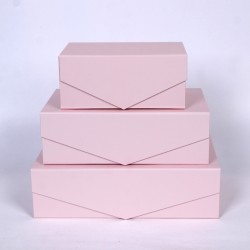 Ez-Fold Designer Rigid Rectangular Gift Box with Magnetic Closure [PINK]