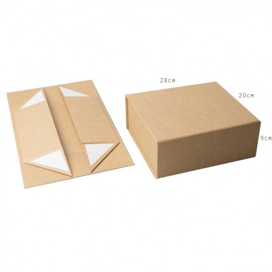 Ez-Fold Designer Rigid Rectangular Gift Box with Magnetic Closure [KRAFT BROWN]