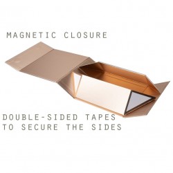 Ez-Fold Designer Rigid Rectangular Gift Box w/Magnetic Closure-ROSE GOLD