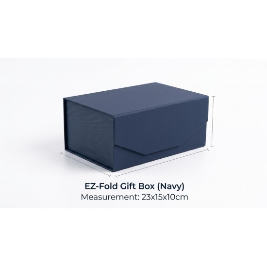EZ-Fold Magnetic Gift Box Singapore (23x15x10cm) | Premium Gift Packaging [Navy Blue]