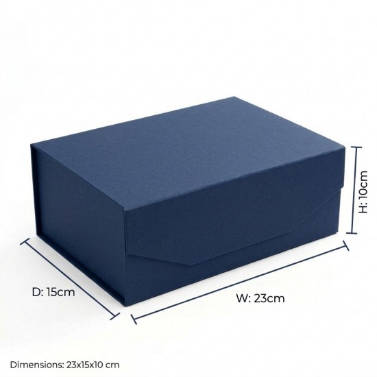 EZ-Fold Magnetic Gift Box Singapore (23x15x10cm) | Premium Gift Packaging [Navy Blue]