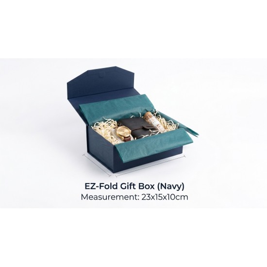 EZ-Fold Magnetic Gift Box Singapore (23x15x10cm) | Premium Gift Packaging [Navy Blue]