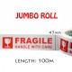 JUMBO Fragile Packing Tape 45mm x 100m JUMBO Fragile Packing Tape 45mm x 100m