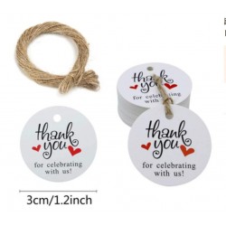 Thank you Round White Gift Tag with Strings GT04 Thank you Round White Gift Tag with Strings GT04