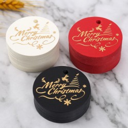Round Christmas Gift Tag with Gold Emboss GT06