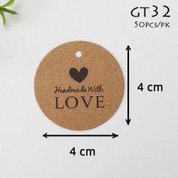 GT32 Round Handmade with Love Kraft Gift Tag GT32 Round Handmade with Love Kraft Gift Tag