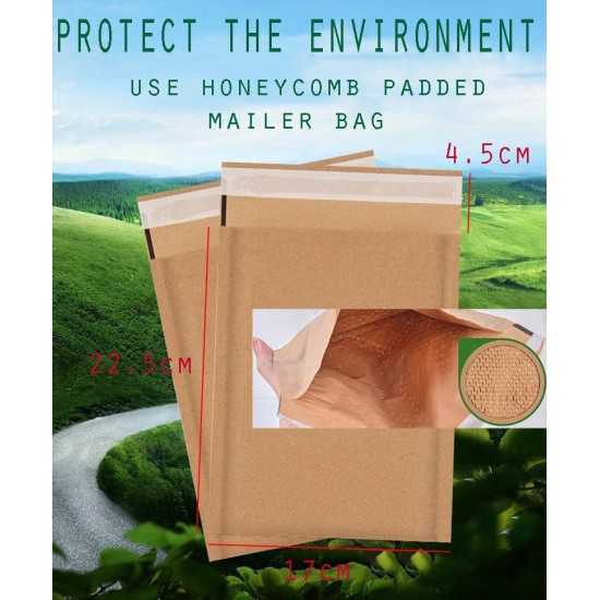 Eco-Friendly Kraft Honeycomb Padded Mailer #1722 – 170 x 225mm Recyclable Cushion Mailer Singapore