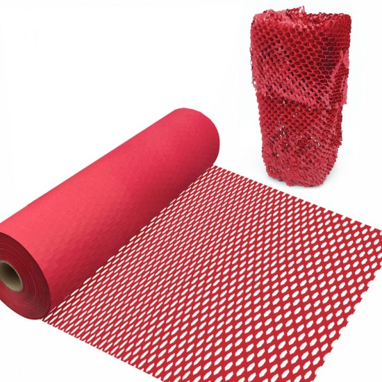 Eco-Friendly Kraft Red Honeycomb Wrapping Paper Void Filler / Cushioning & Wrap [5m]