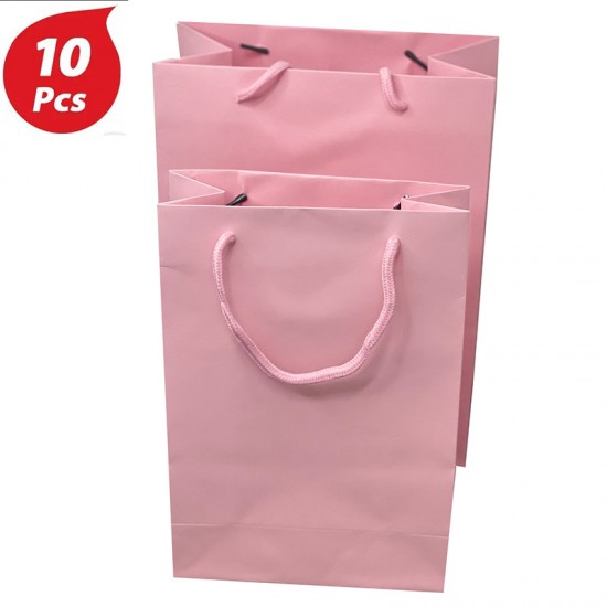 Eco-Friendly Recyclable THICK Kraft Paper Shopping Bag with Handle - Pink