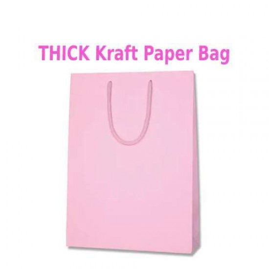 Eco-Friendly Recyclable THICK Kraft Paper Shopping Bag with Handle - Pink