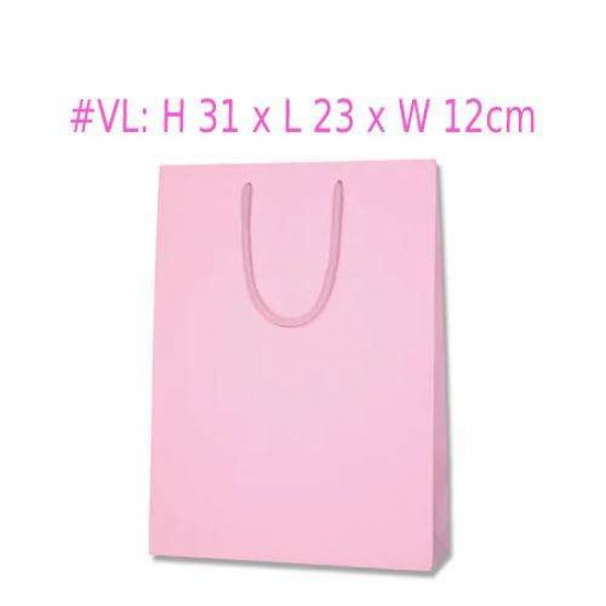 Eco-Friendly Recyclable THICK Kraft Paper Shopping Bag with Handle - Pink