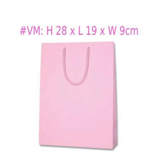 Eco-Friendly Recyclable THICK Kraft Paper Shopping Bag with Handle - Pink