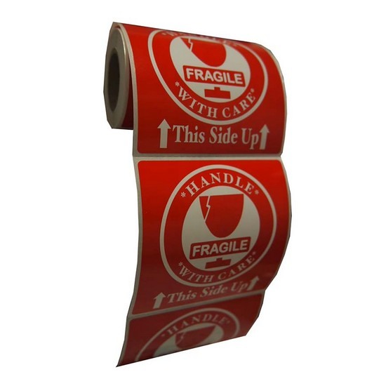 TPS Fragile Sticker 76mm x 76mm (90 Pieces)