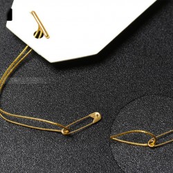 Premium Metallic Gold Tag Strings with Safety Pin | Hang Tag Fasteners (50pcs) Singapore