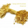 Premium Metallic Gold Tag Strings with Safety Pin | Hang Tag Fasteners (50pcs) Singapore