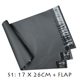 Black Poly Mailer #S1 17x26cm + Flap (C5)
