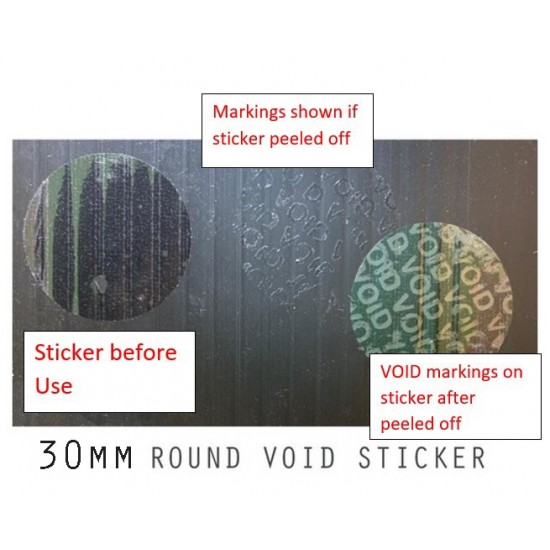 Tamper-Evident Void Security CLEAR Round Stickers Dia.30mm