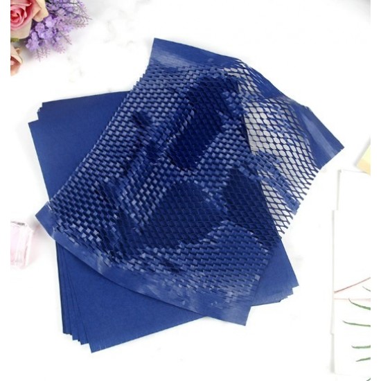 Pre-Cut Reusable & Eco-Friendly Kraft Honeycomb Wrapping Paper Sheets (Waterproof) Blue
