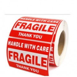 Fragile Handle with Care Stickers (500pcs Roll) – Shipping Warning Labels for Packaging