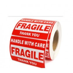 Fragile Handle with Care Stickers (500pcs Roll) – Shipping Warning Labels for Packaging