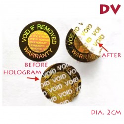 Hologram Tamper-Evident Void Security Round Stickers: Dia.2cm