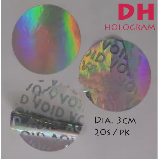 Hologram Tamper-Evident Void Security Round Stickers: Dia.3cm